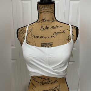 NEW Aerie White Textured Women's Crop Top Sz L